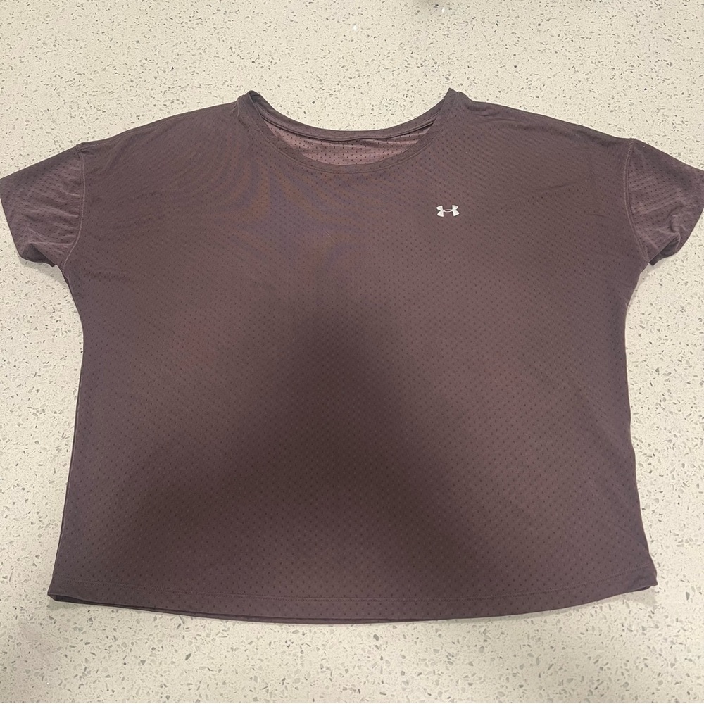 UNDER ARMOUR Mesh Oversized Lightweight Workout Top Purple Size Medium